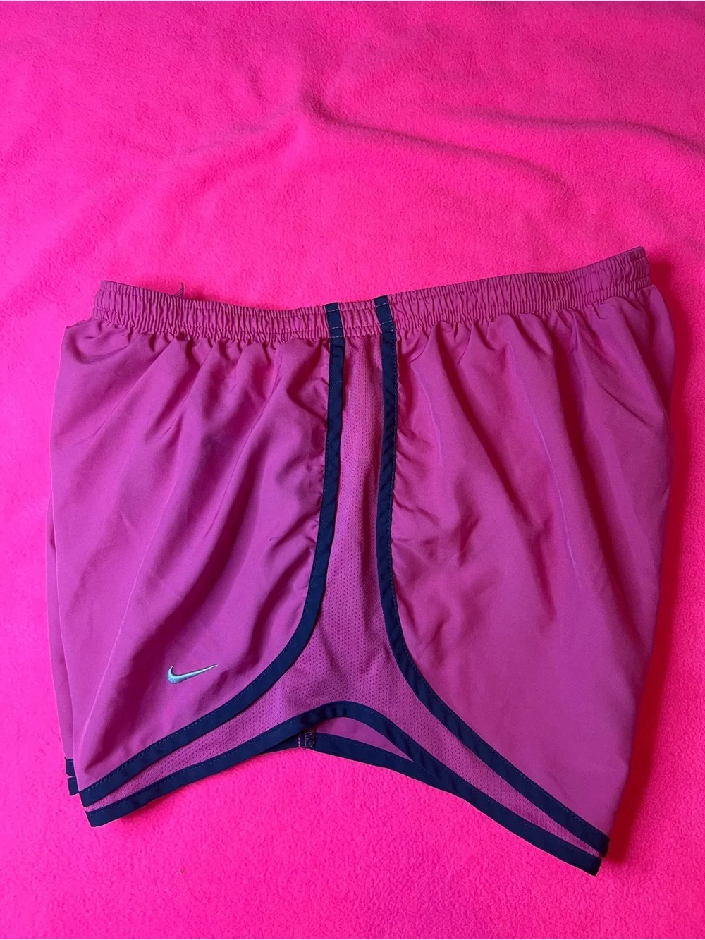Nike Women's Pink Running Shorts with navy Trim